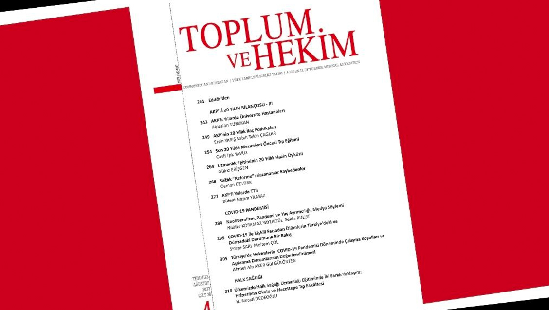 Toplum ve Hekim Dergisi’nin Temmuz-Ağustos 2023 Sayısı Yayımlandı
