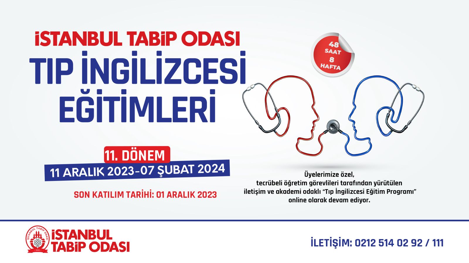 İstanbul Tabip Odası Tıp İngilizcesi Online Eğitim Programının 11. Dönemi Aralık Ayında Başlıyor