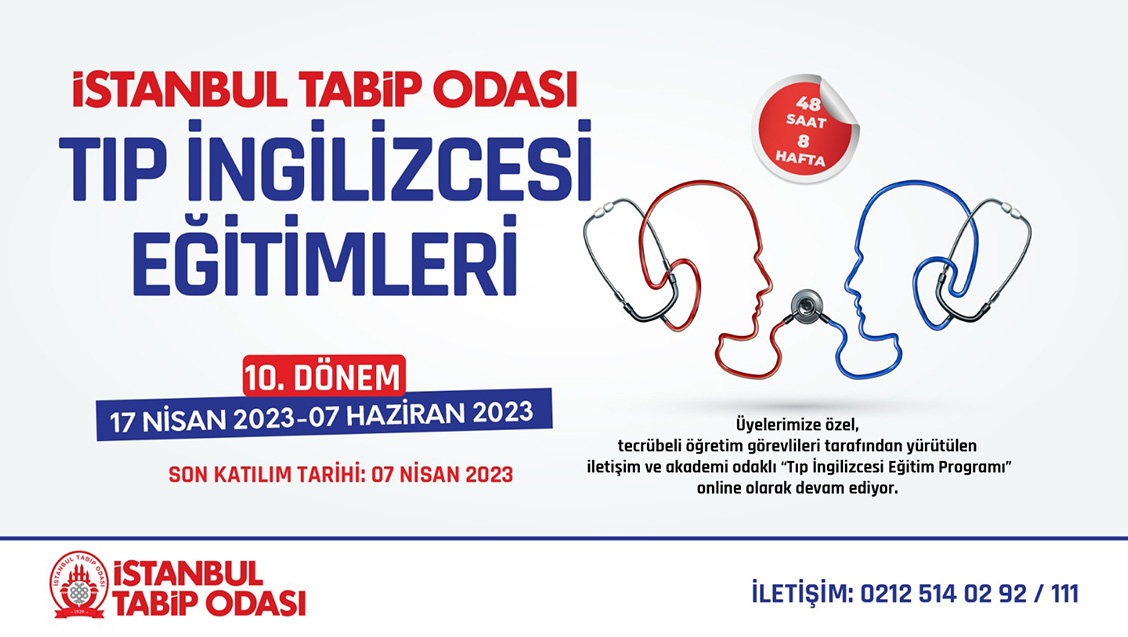 İstanbul Tabip Odası Tıp İngilizcesi Online Eğitim Programının 10. Dönemi Nisan Ayında Başlıyor