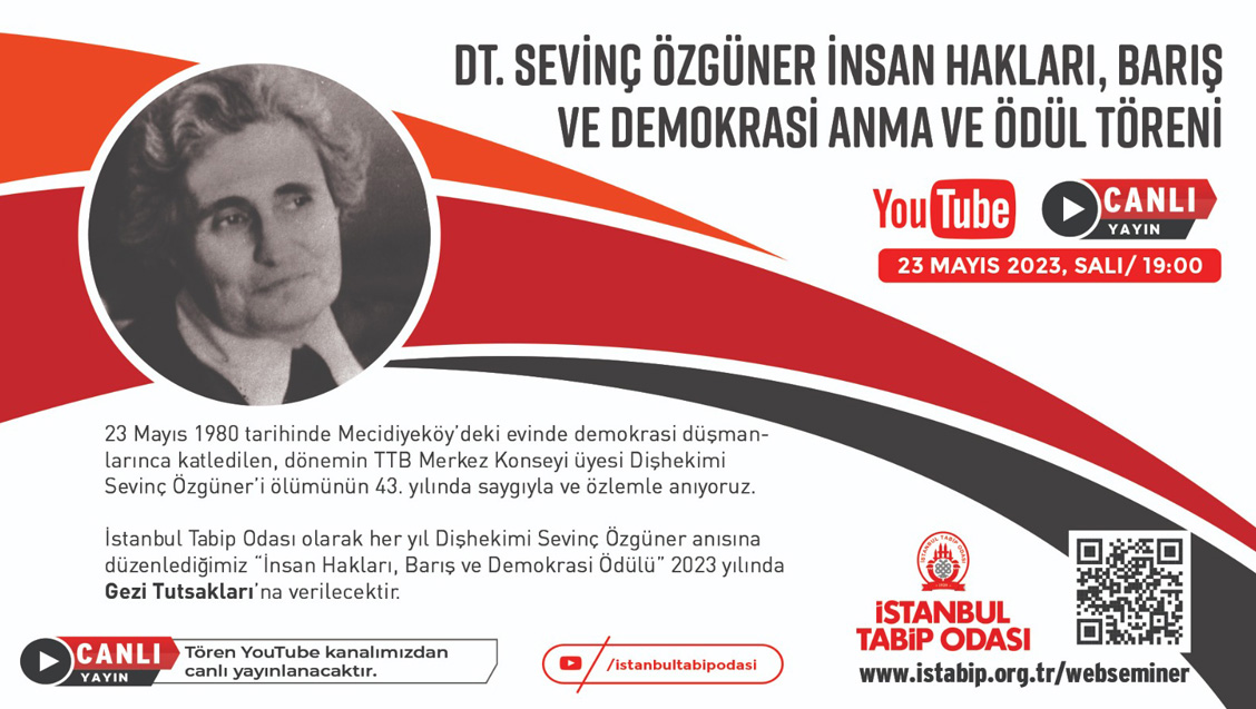 Sevinç Özgüner İnsan Hakları, Barış ve Demokrasi Ödülü Bu Yıl Gezi Tutsaklarına Verilecek