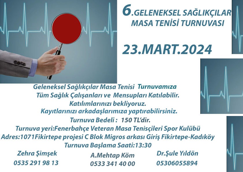 6. Geleneksel Sağlıkçılar Masa Tenisi Turnuvası 23 Mart'ta Başlıyor