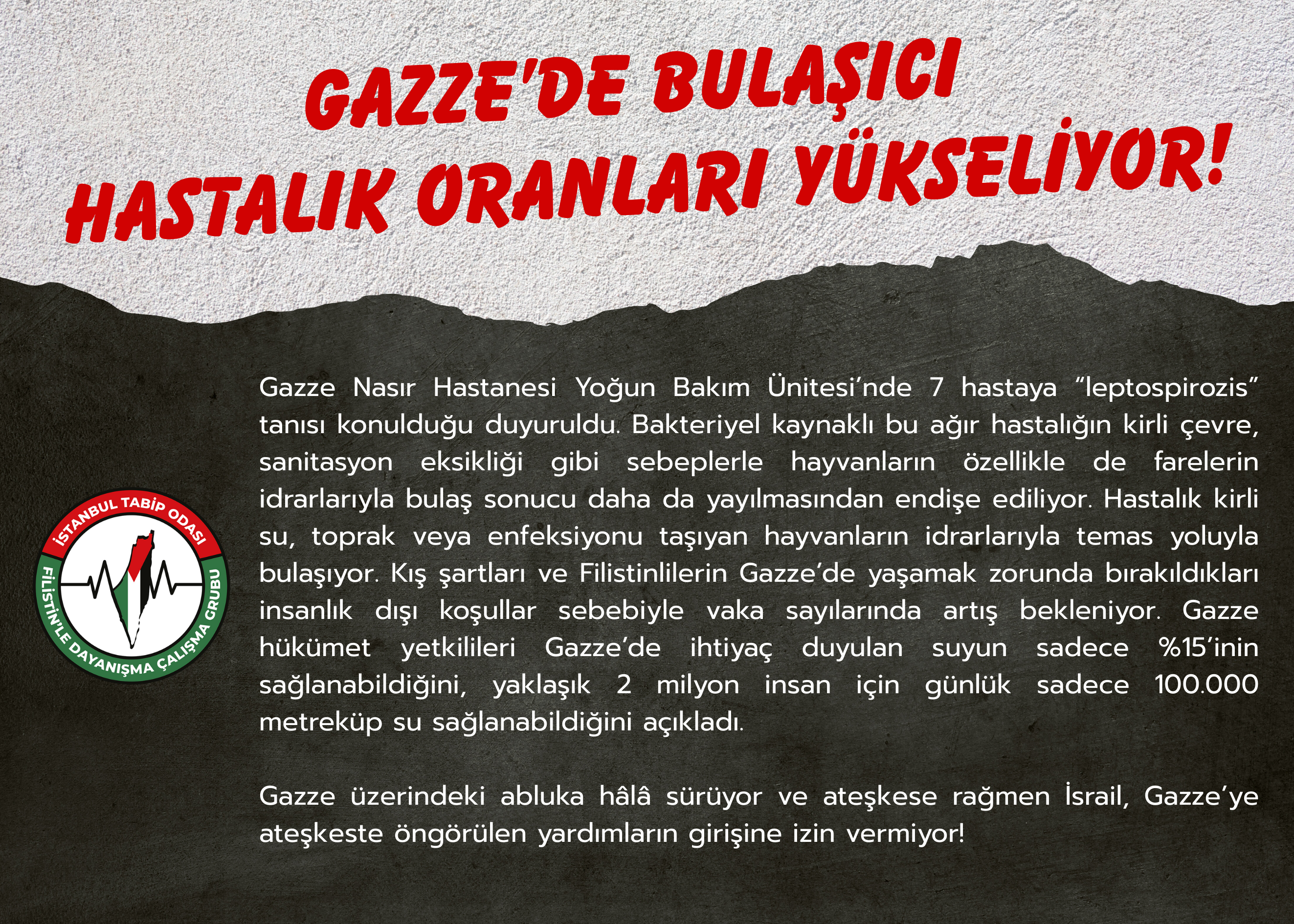 Gazze'de Bulaşıcı Hastalık Oranları Yükseliyor!