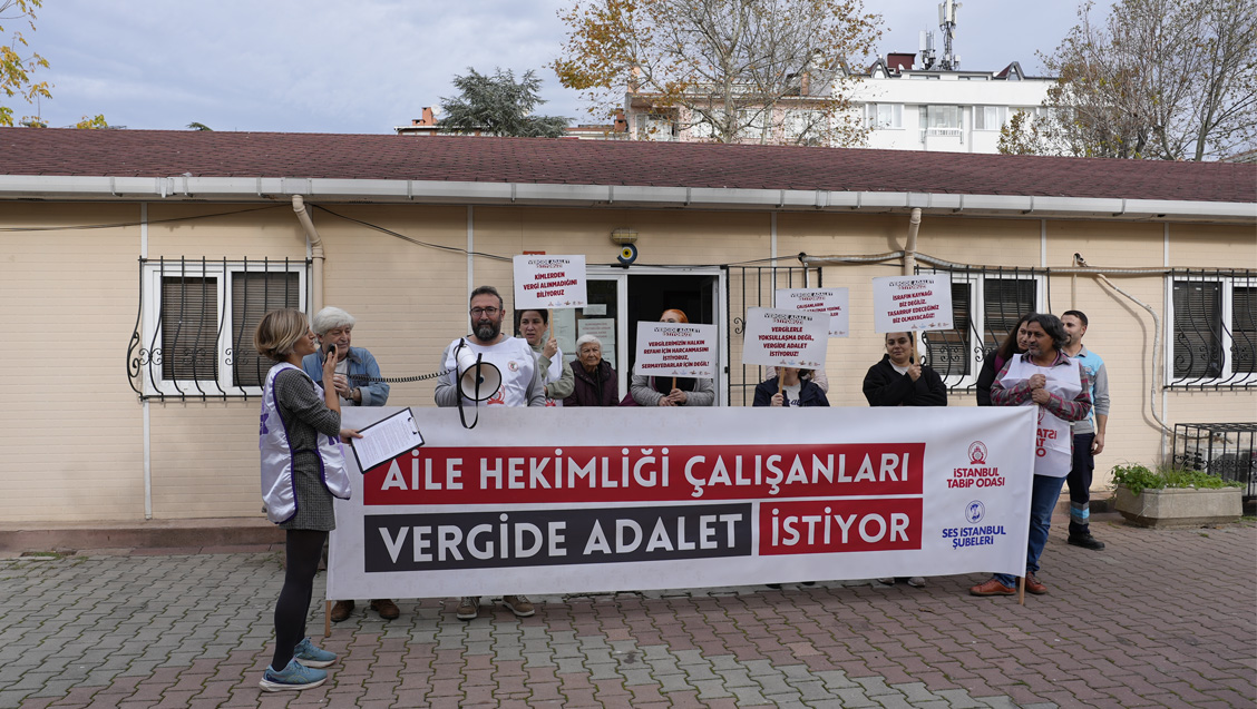 Vergide Adalet Eylemlerinde 52. Hafta: Aile Hekimliği Çalışanları, Vergide-Gelirde Adalet ve İnsanca Yaşam Mücadelesine Çağırıyor!