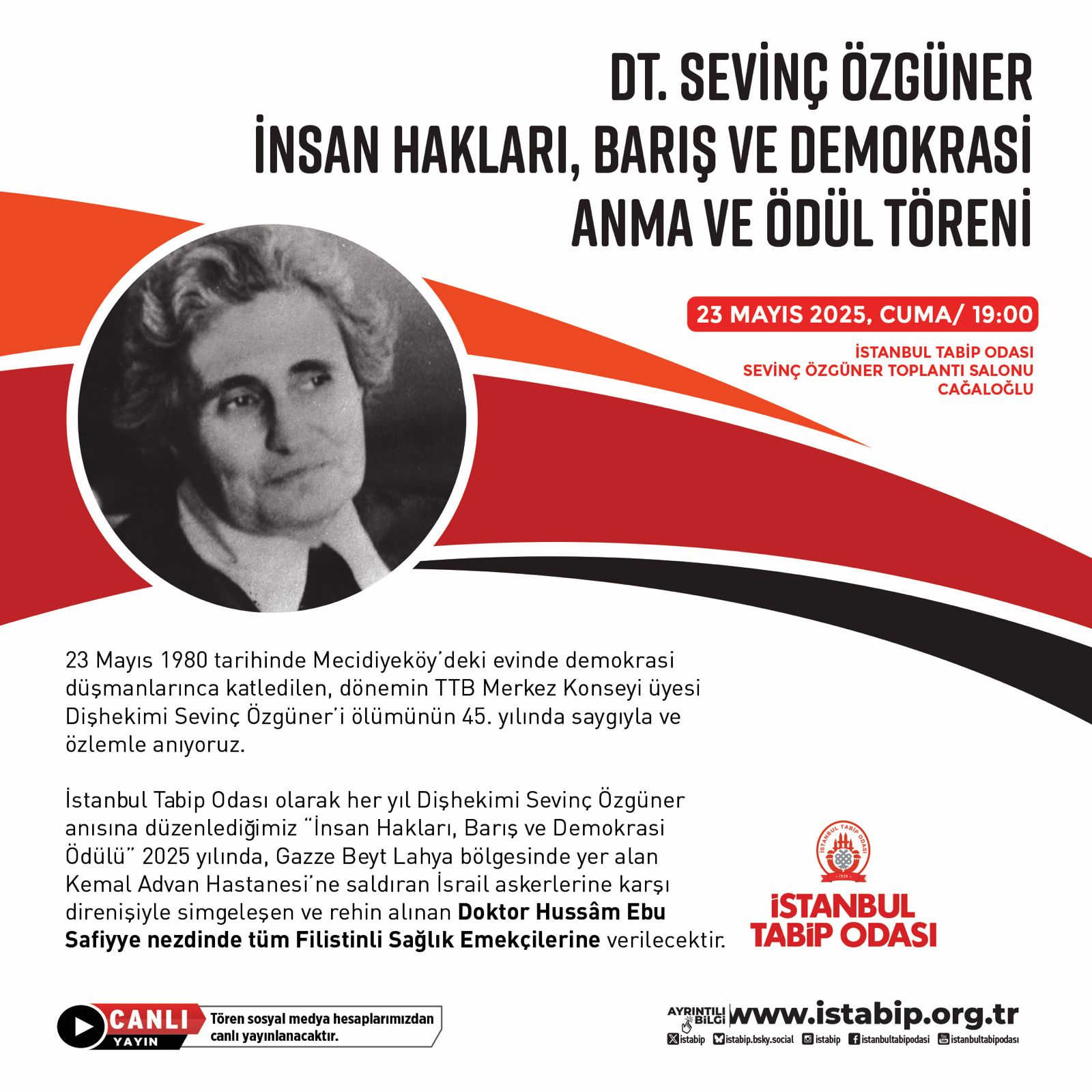 Dişhekimi Sevinç Özgüner İnsan Hakları, Barış ve Demokrasi Ödül ve Anma Töreni